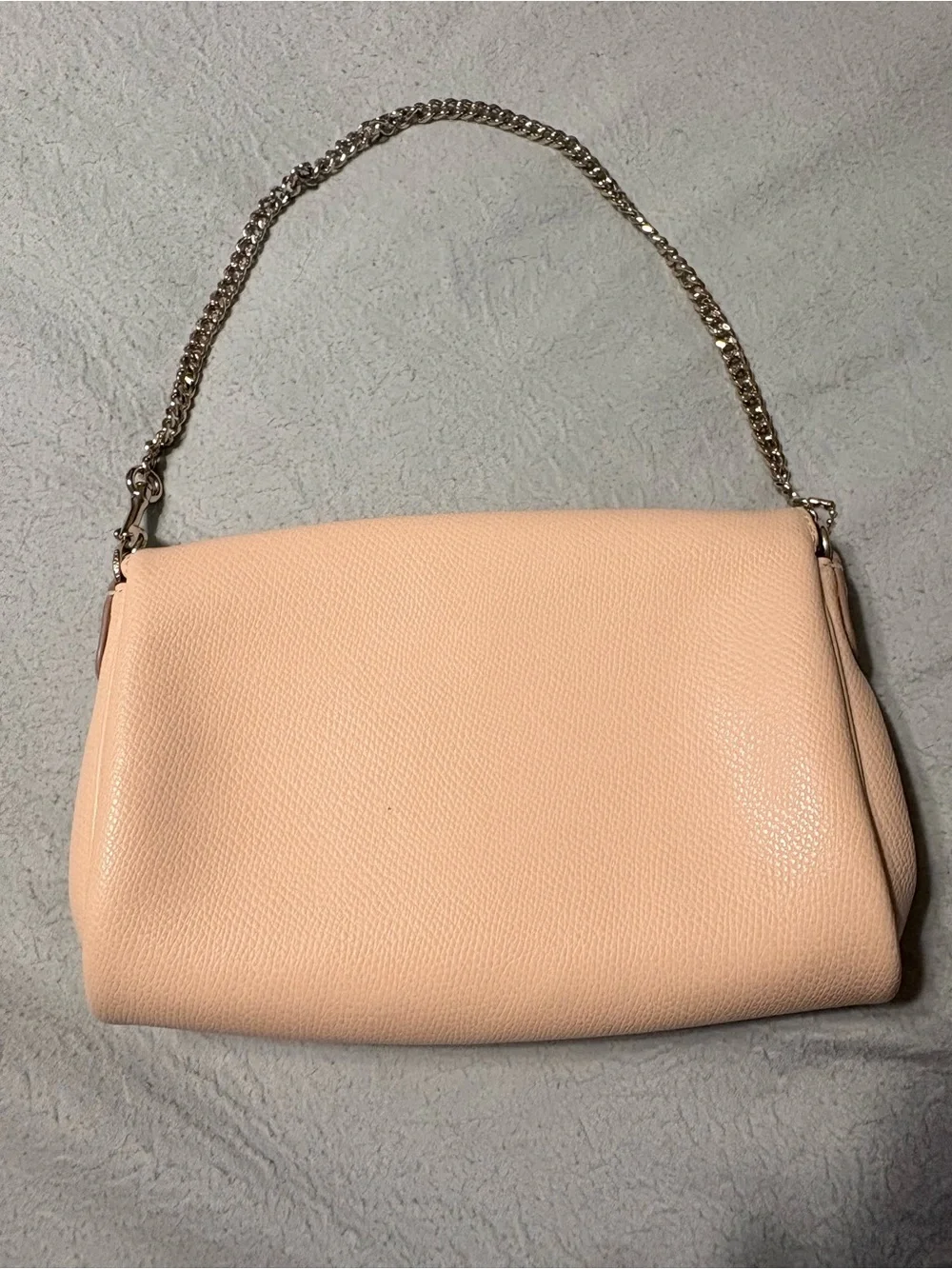 Coach Peach Leather Mini Bag with Gold Chain